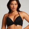 Voorgevormde Push-up Beugel Bikinitop Scallop Cup A - E - Zwart