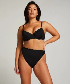Voorgevormde Beugel Bikinitop Scallop - Zwart -Mode Ondergoed Winkel 191277 3