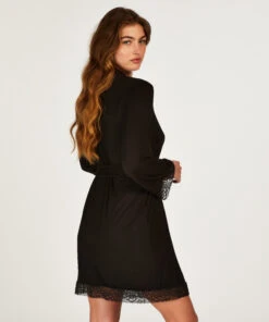 Korte Badjas - Zwart -Mode Ondergoed Winkel 201793 4