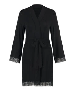 Korte Badjas - Zwart -Mode Ondergoed Winkel 201793 5