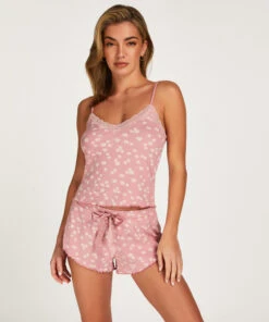 Ribbed Lace Shorts - Roze